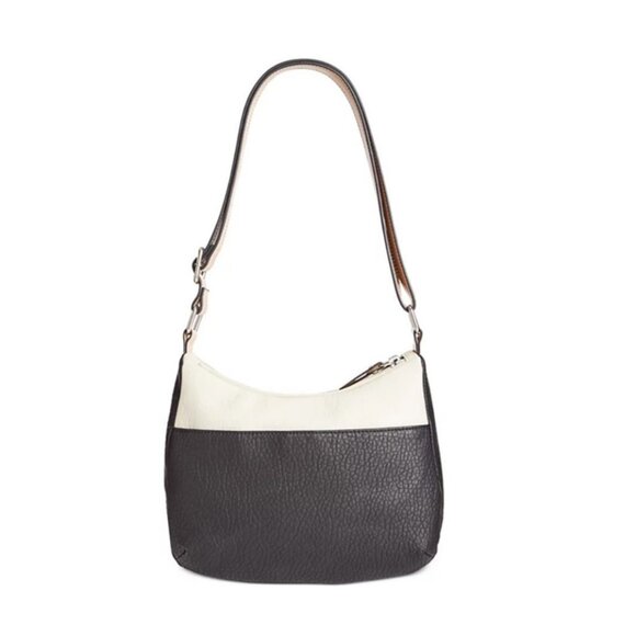 GIANI BERNINI pebbled faux-leather colorblock hobo shoulder bag -BLACK/IVORY - Picture 8 of 8